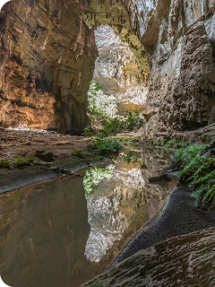 Caverna com curso de água em seu interior